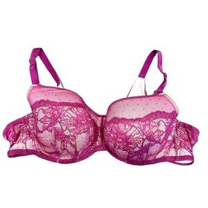 Torrid Bra Women's 46B Full Coverage Balconette Lightly Lined Purple Lace
